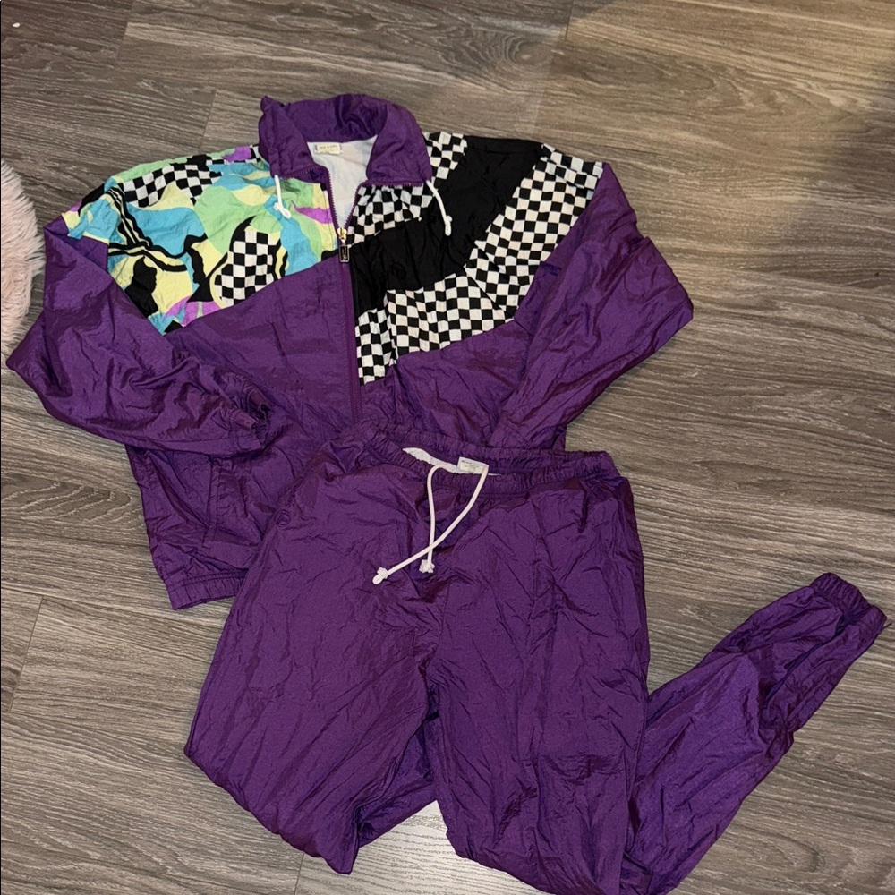 VTG 80s Sergio Tacchini tracksuit / purple with checker Design